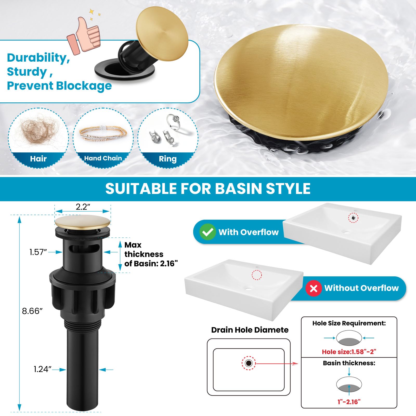 Gotonovo Bathroom Sink Faucet 1 Hole Single Handle Lavatory Vanity